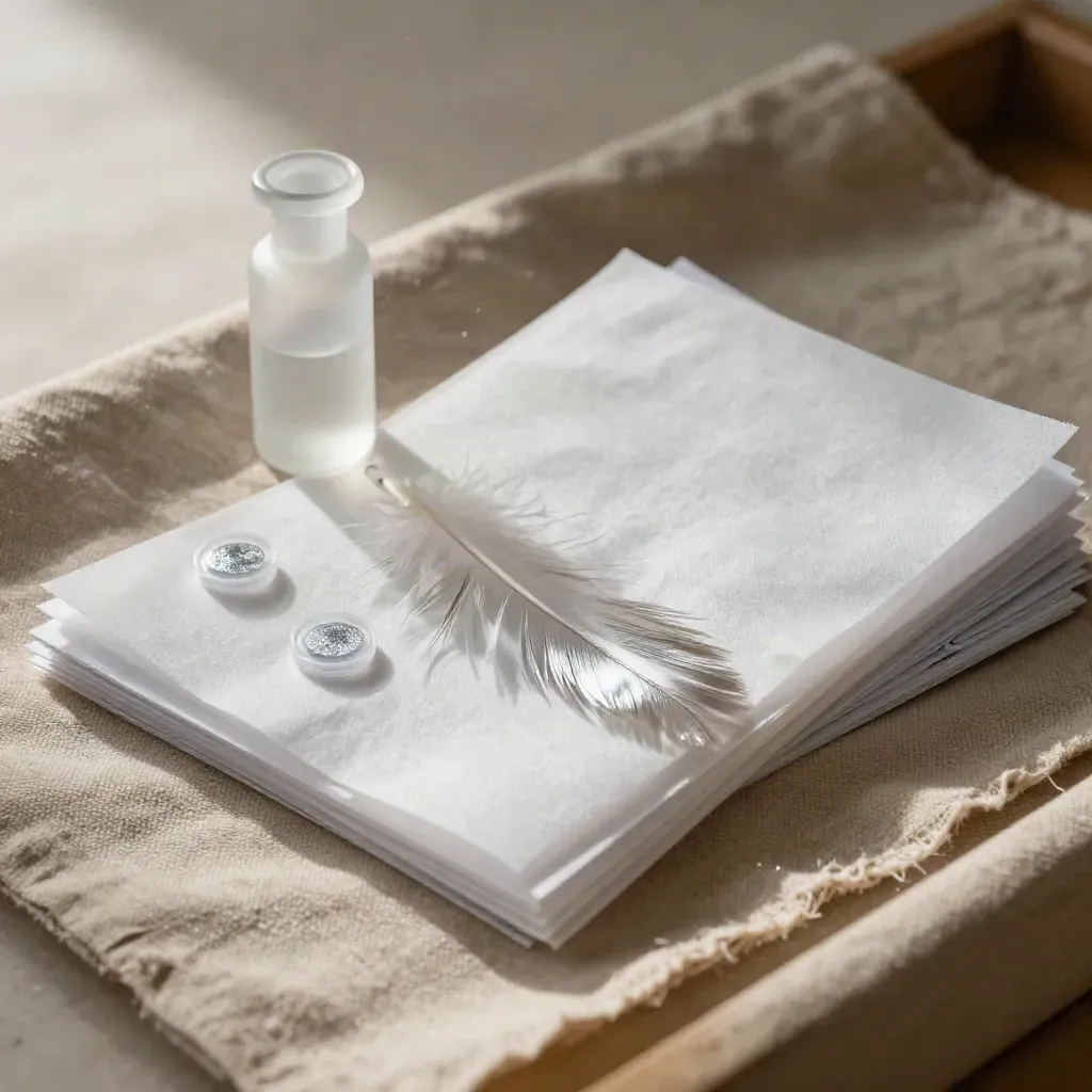 Vellum signal-check bundle in linen with frosted vial and silver accents
