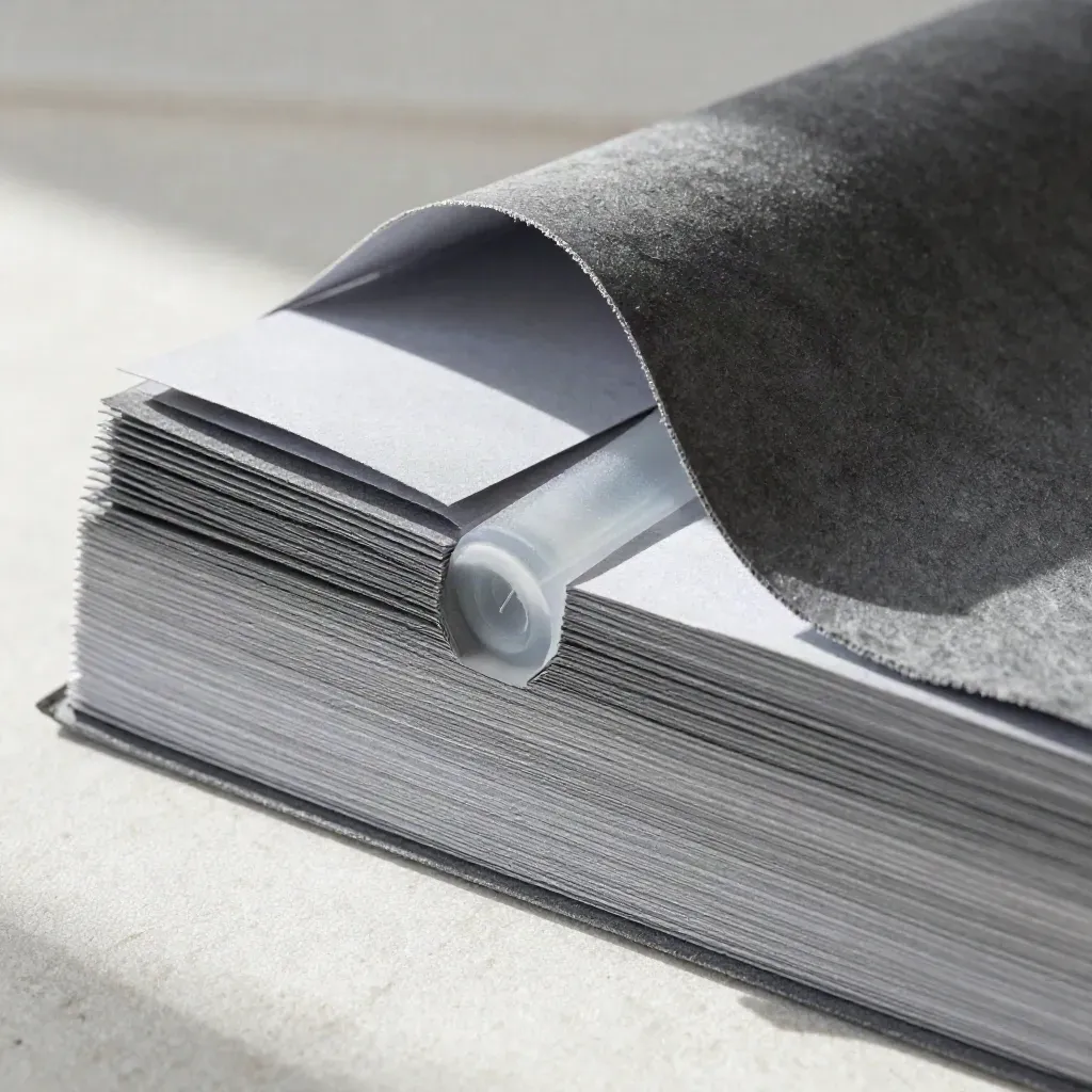 Graphite CMC review bundle with frosted tube and lifting divider cards on slate fabric.